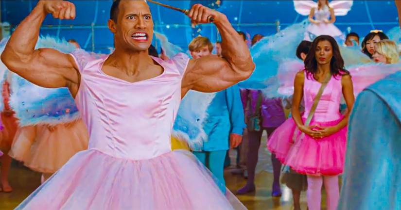 tooth fairy the rock pink dress Dwayne Johnson