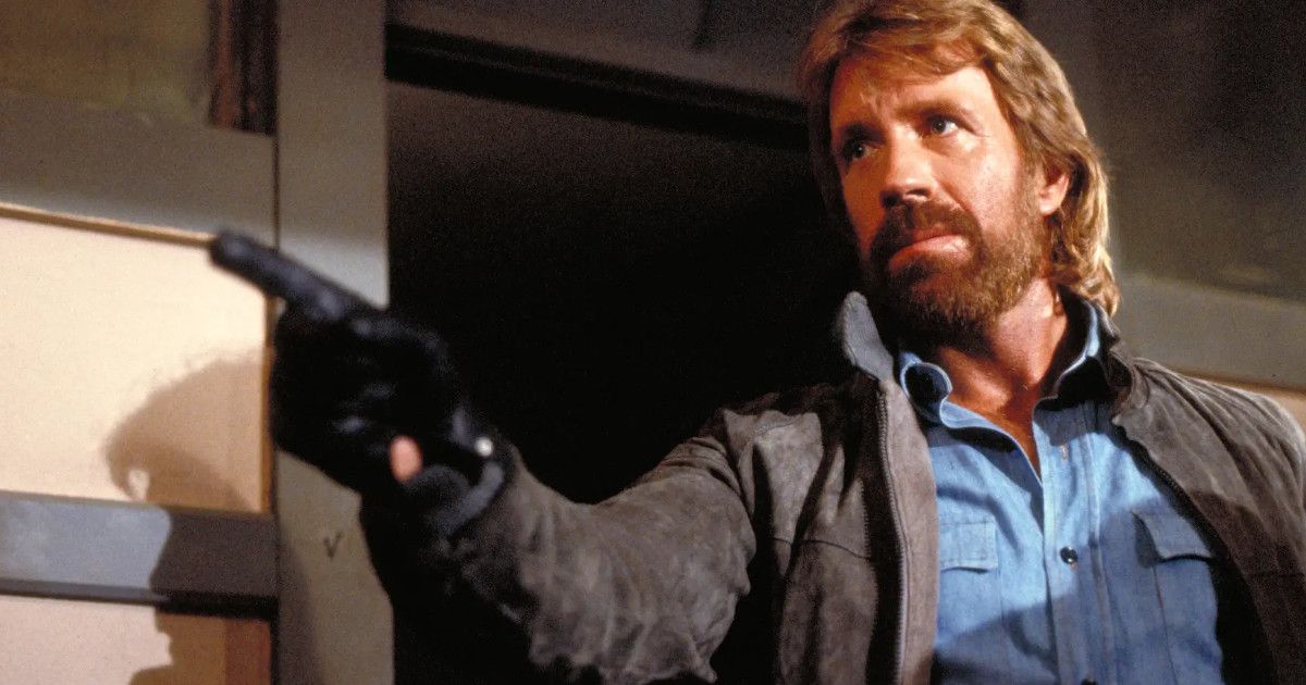 Chuck Norris pointing his finger in Invasion Usa