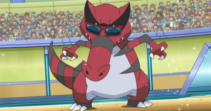 Krookodile, a red, anthropomorphic, crocodile-esque Pokemon (Pokemon ...