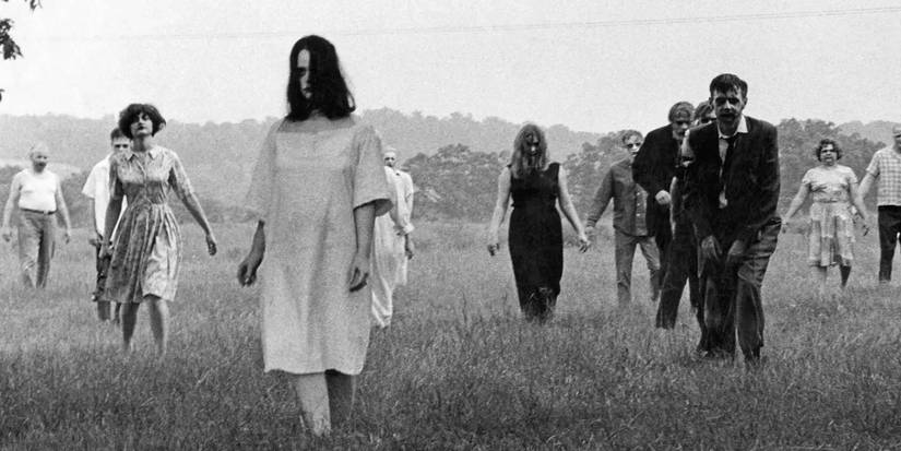 A group of zombies in Night of the Living Dead (1968)