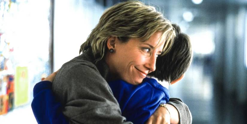 Emma Thompson hugging a young boy in Love Actually
