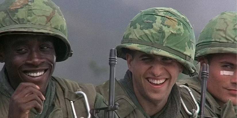 Two soldiers laughing in Hamburger Hill