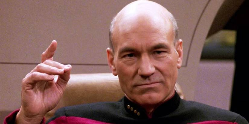 Patrick Stewart gives "Engage!" command in Star Trek: The Next Generation
