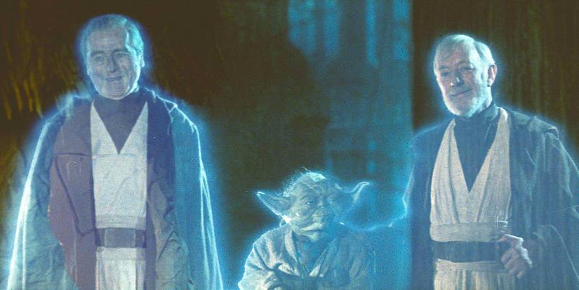 Anakin, Yoda, and Obi-Wan's Force Ghosts Celebrating the Rebels in Star Wars Return of the Jedi