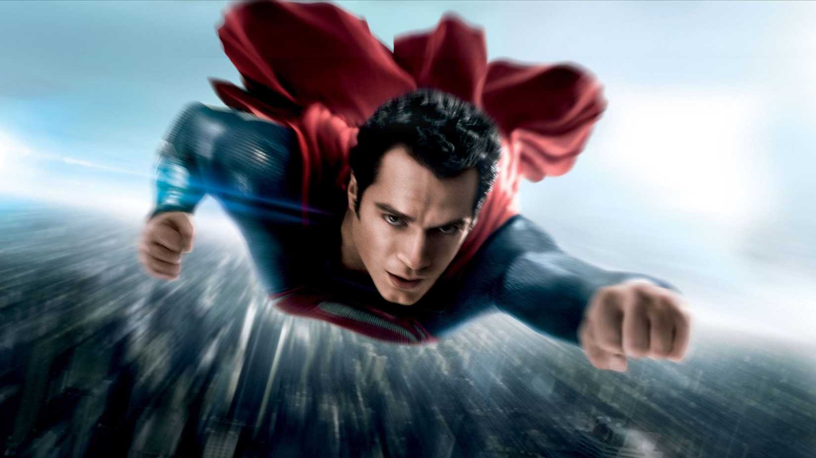 Henry Cavill as Superman flying in Man of Steel