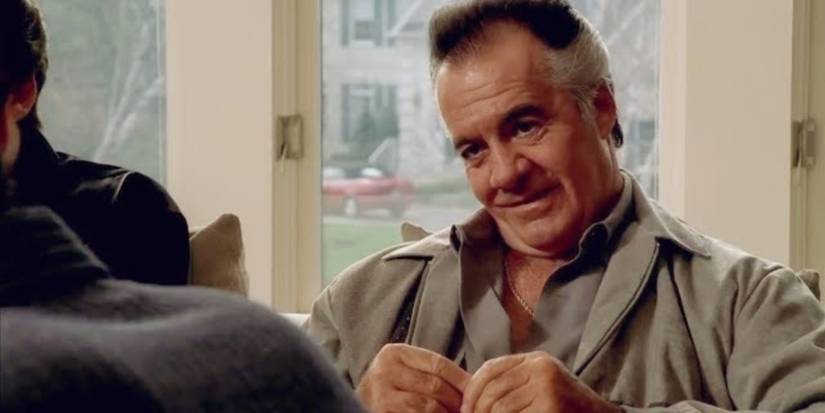 Paulie Walnuts warns a rival gang member in The Sopranos