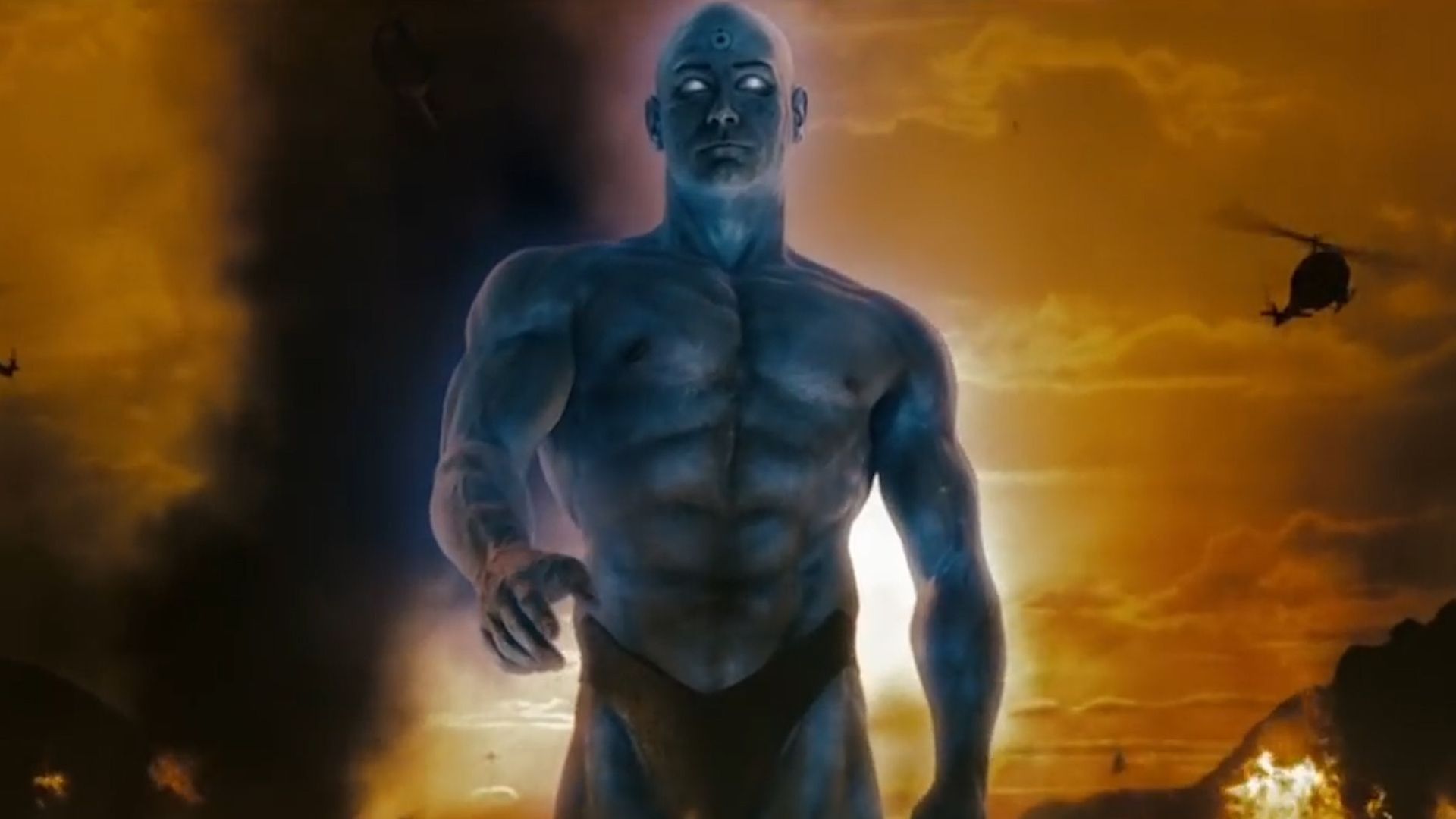 Dr. Manhattan during the war in the Watchmen film