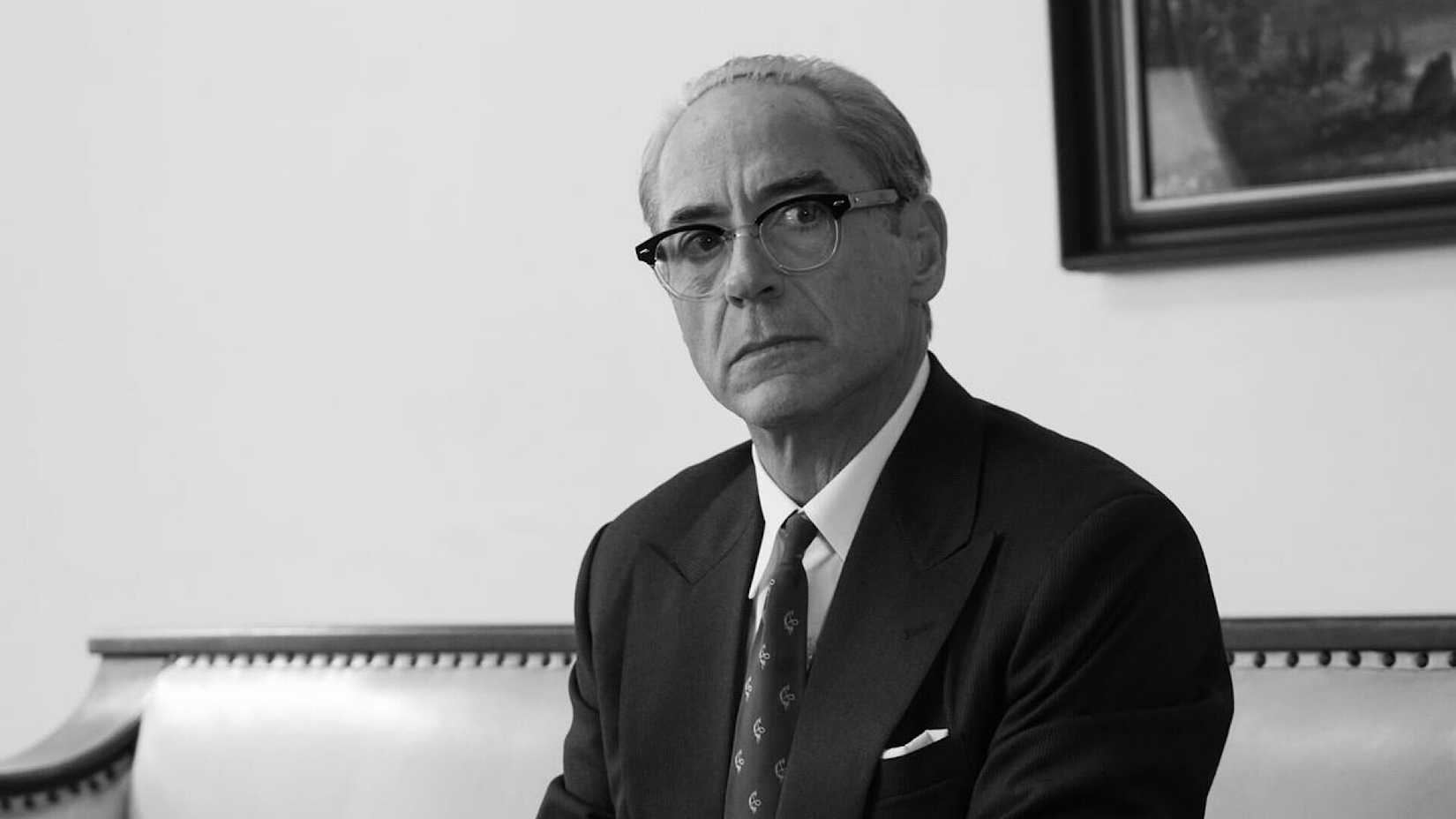 Robert Downey Jr in scene from Oppenheimer