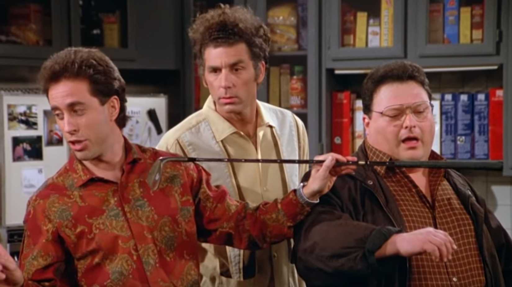 Jerry, Kramer, and Newman in a scene from Seinfeld