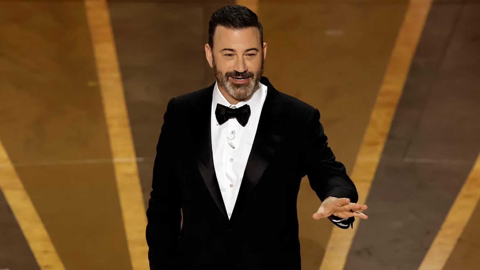 Jimmy Kimmel smiling while hosting the Academy Awards