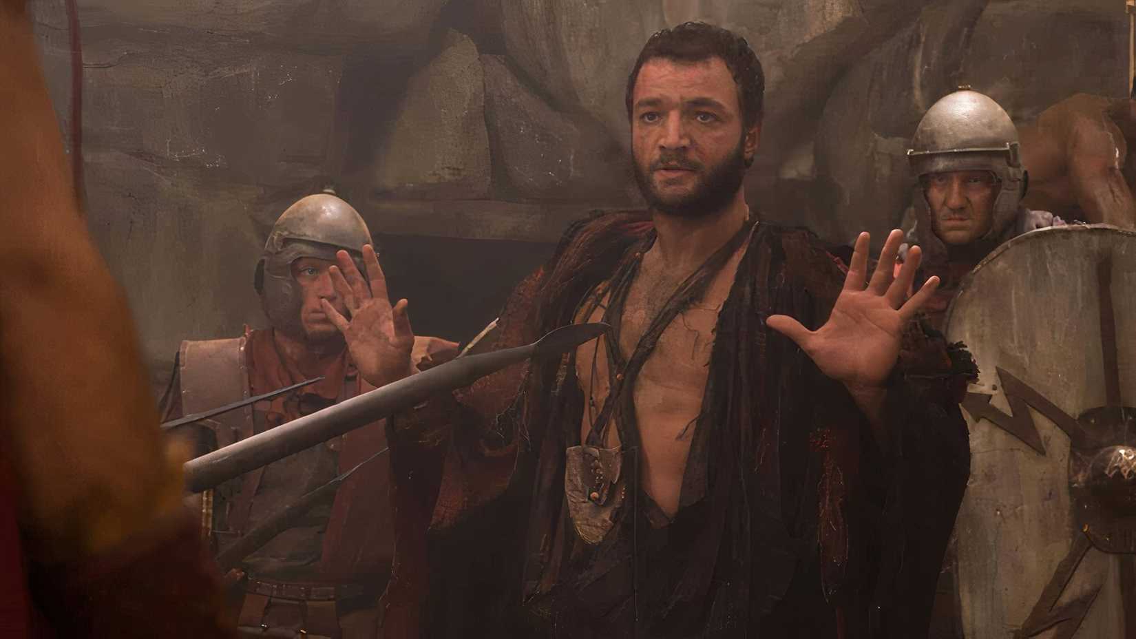 Nick Tarabay as Ashur talks his way out of trouble in a scene from Spartacus