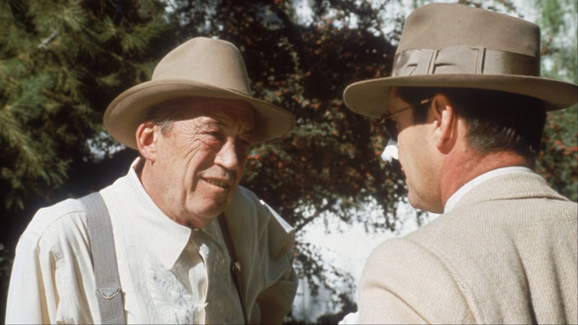 John Huston as Noah Cross confronting Jack Nicholson's JJ Gittes in Chinatown