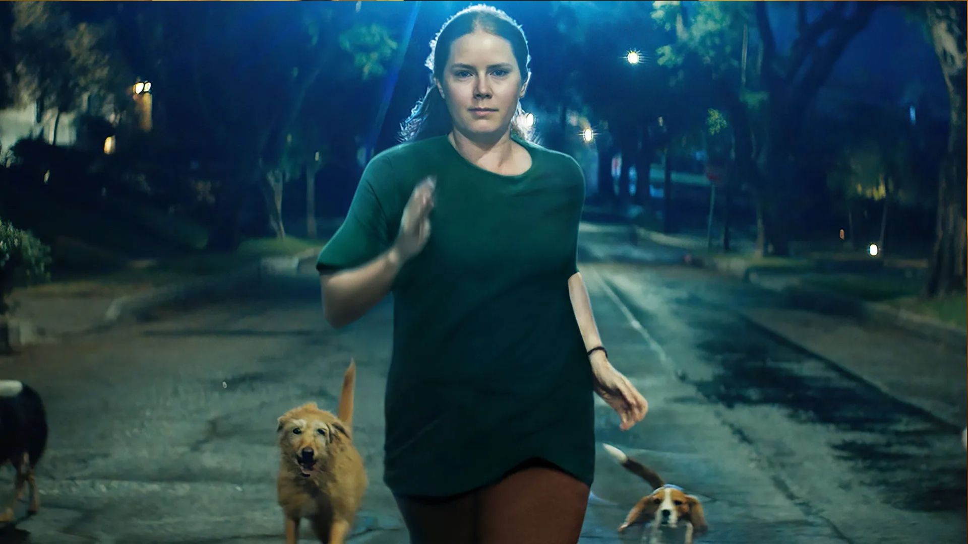 Amy Adams running with Dogs in Nightbitch 