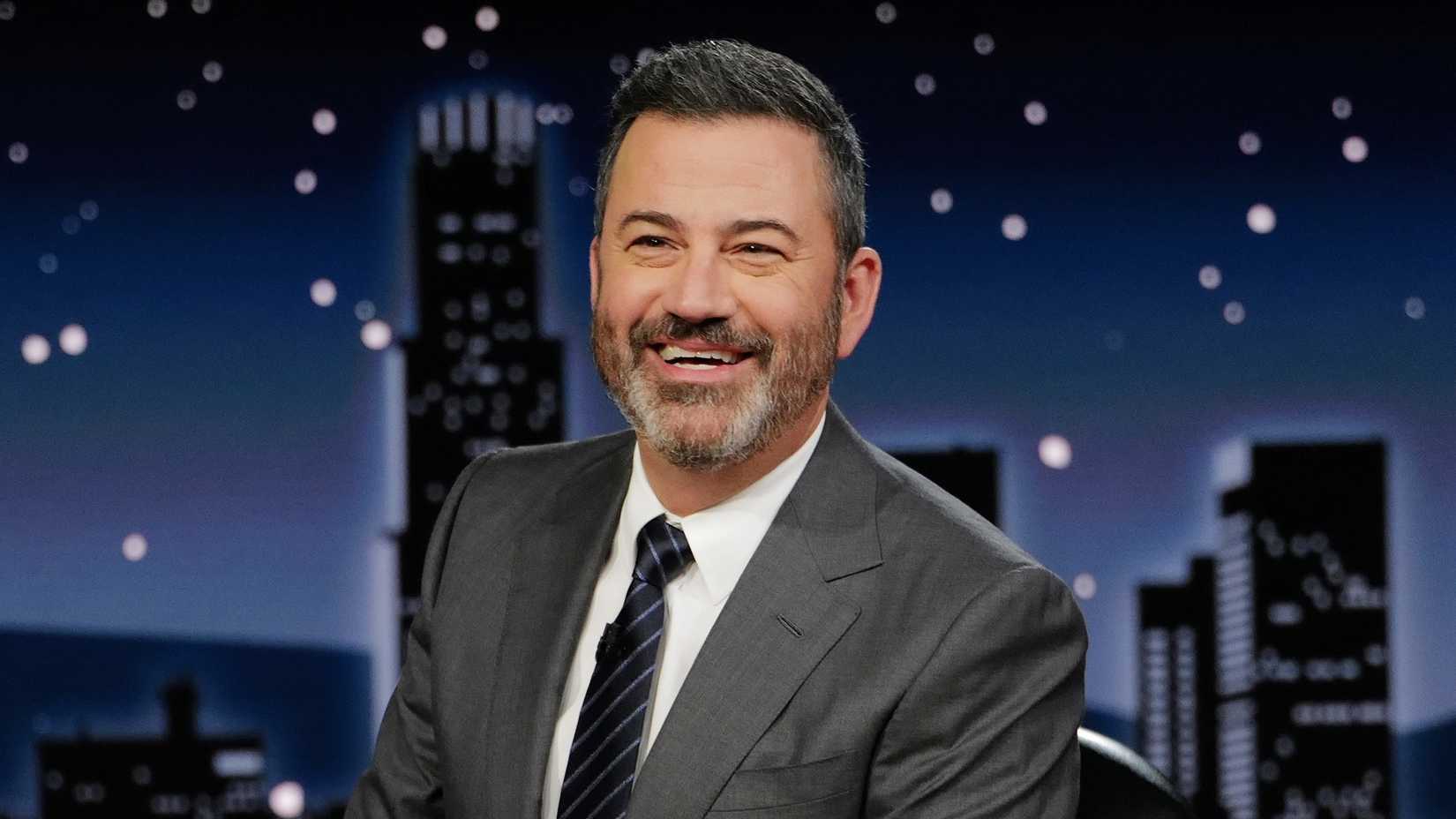 Jimmy Kimmel wearing a suit hosting Jimmy Kimmel Live!