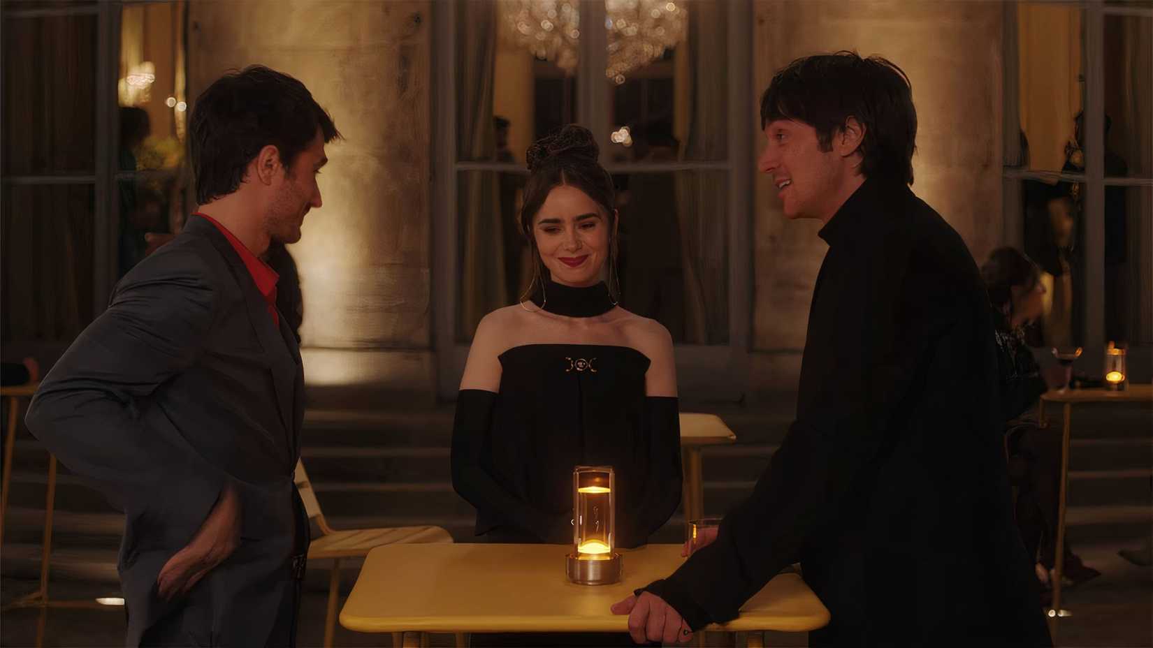 Marcello, Emily and Gabriel at an event in Emily in Paris