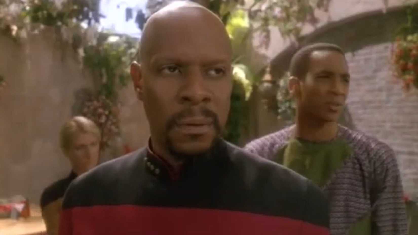 Closeup shot of Captain Sisko in Deep Space Nine.