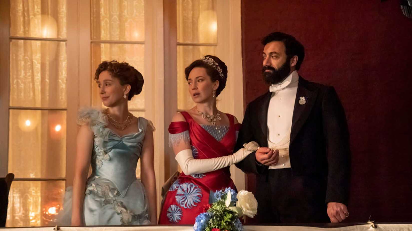The Gilded Age characters stand on a balcony
