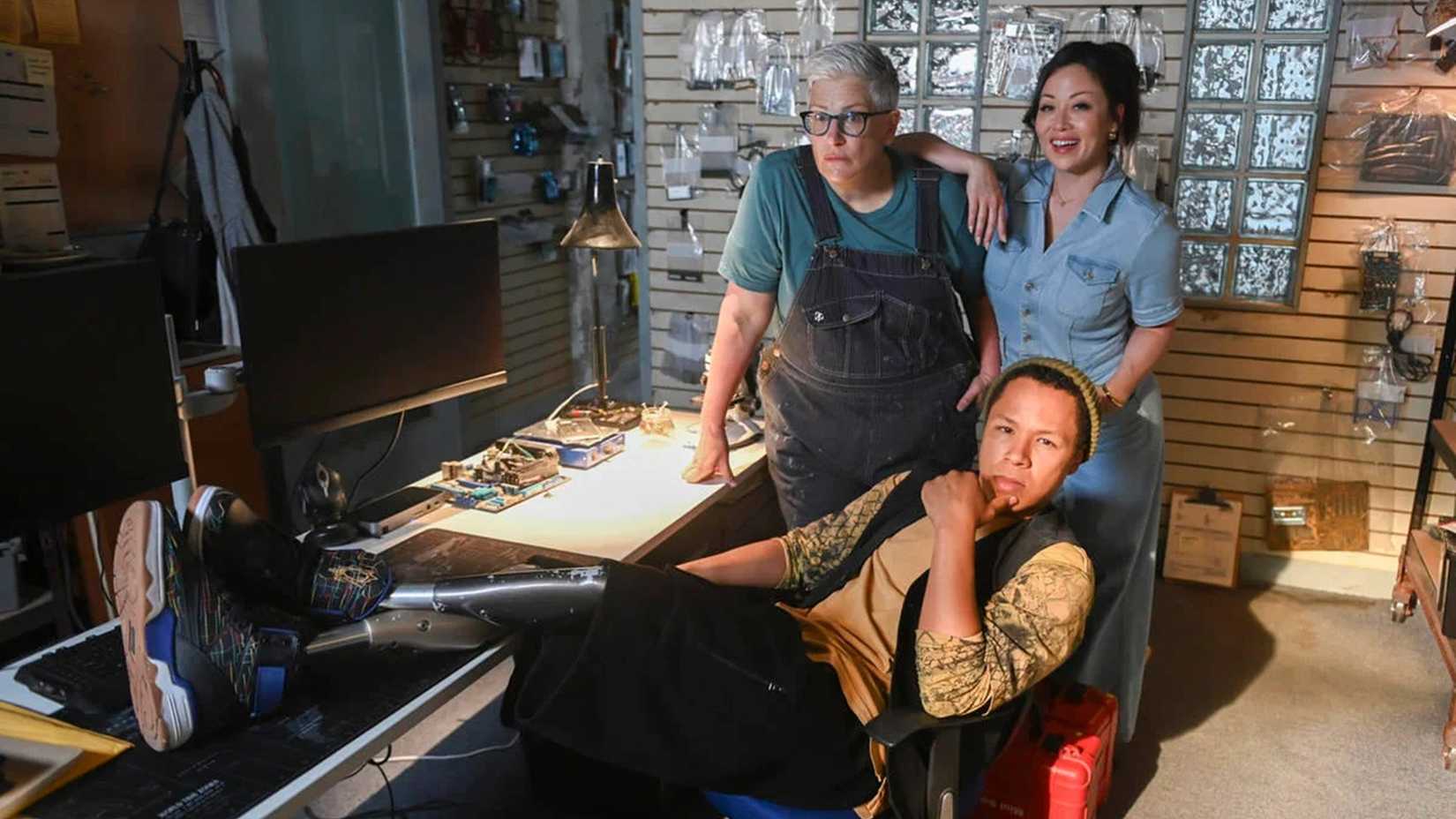 Velma, Reenie, and Bobby together in his office on Tracker.