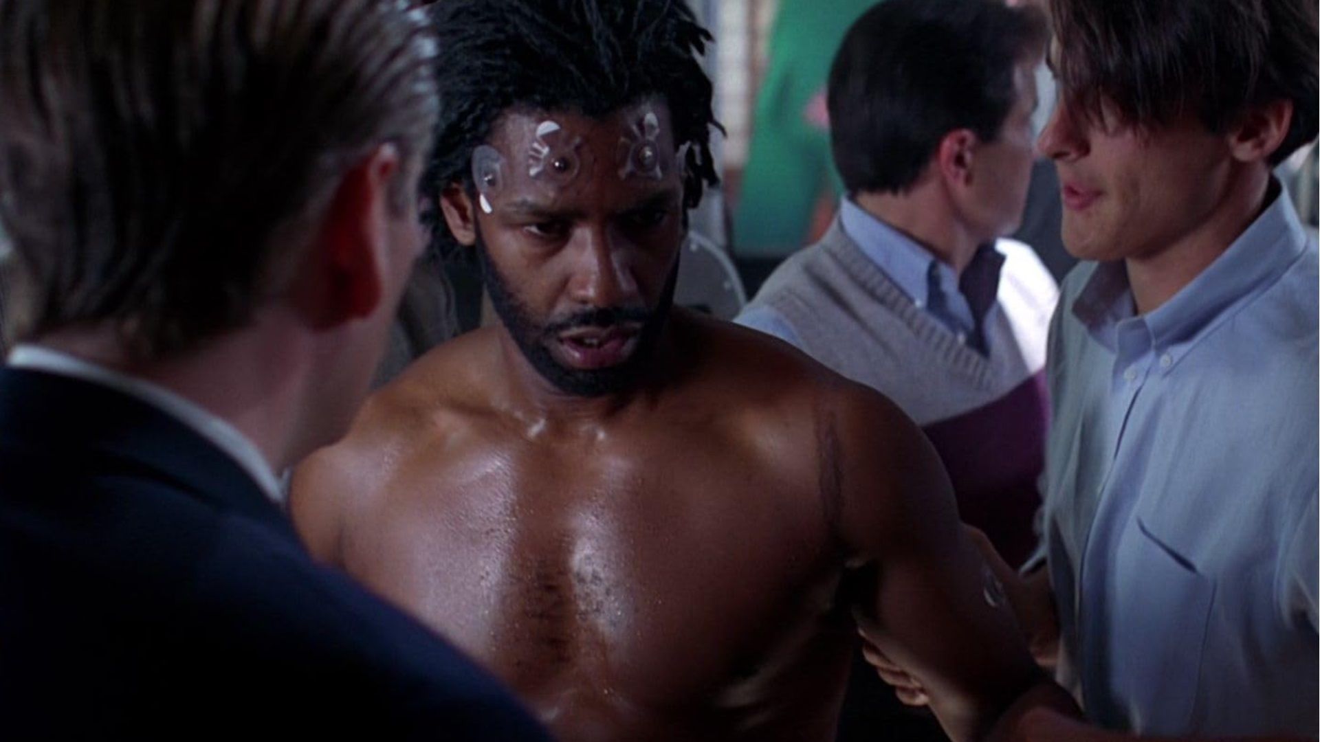Denzel Washington being plugged in in Virtuosity