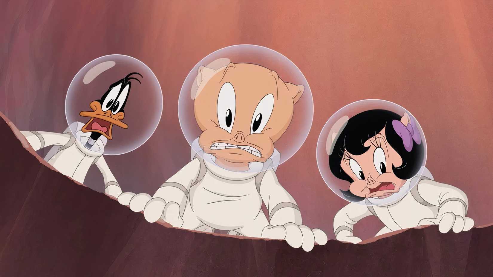 Daffy Duck and Porky Pig in spacesuits in the Looney Tunes movie The Day the Earth Blew Up