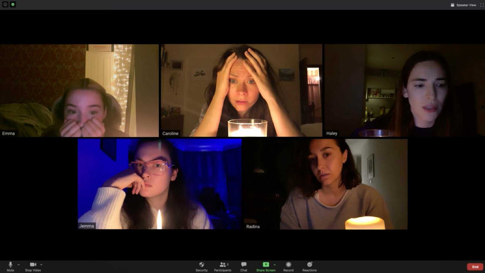 Five friends gather for a seance in Host