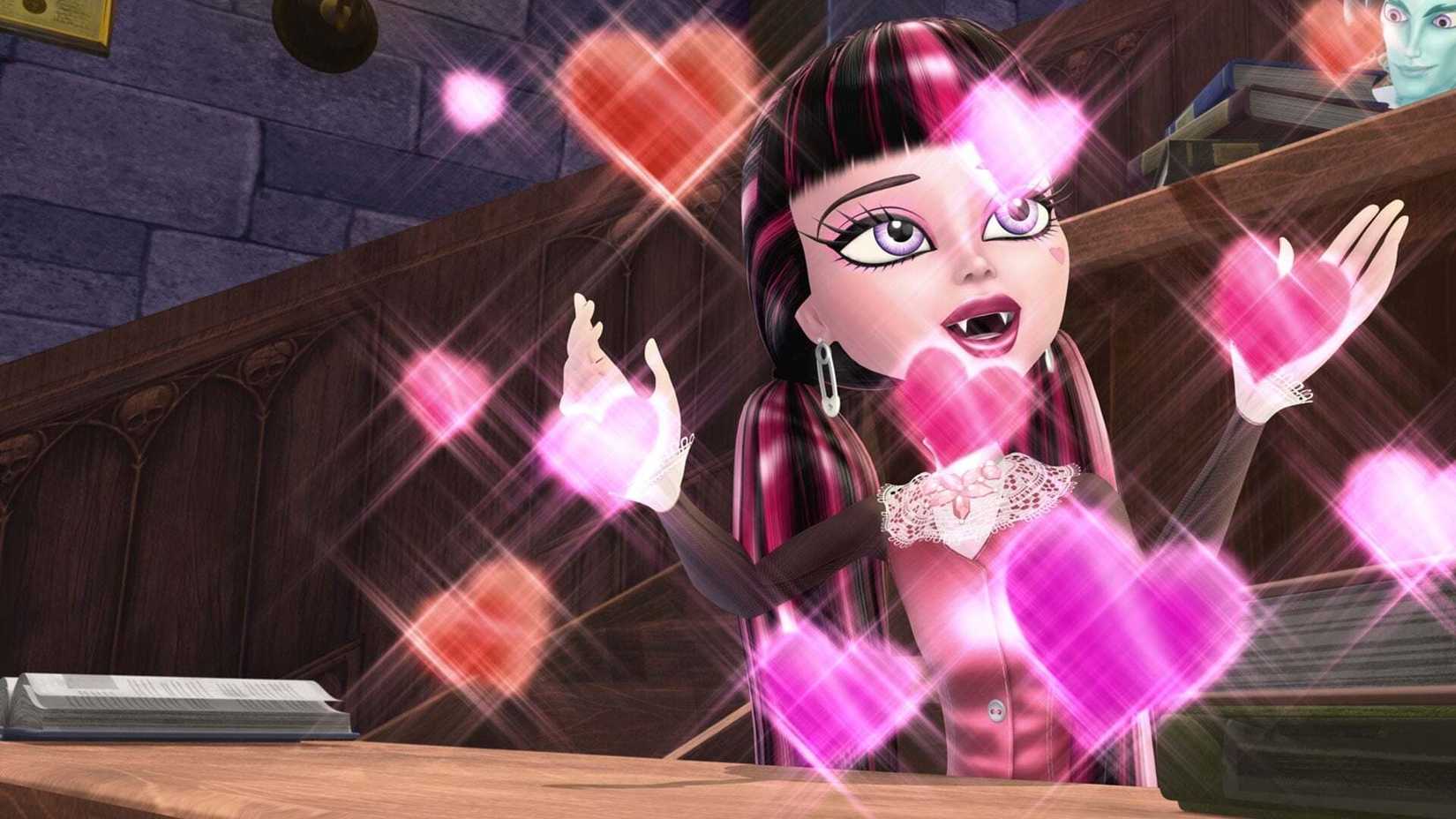 Draculaura surrounded in hearts in Monster High Why Do Ghouls Fall in Love (2010)