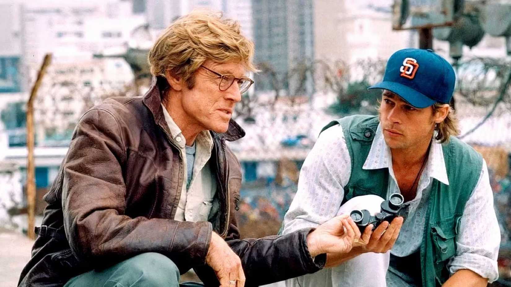 Robert Redford and Brad Pitt as Nathan Muir and Tom Bishop in Spy Game