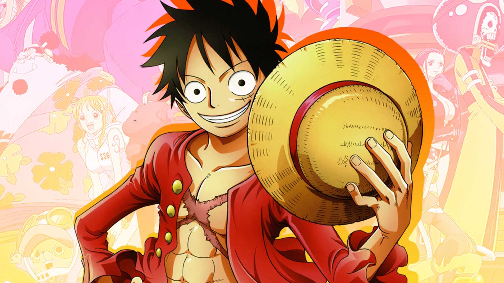 An edited image of Luffy and his crew in One Piece