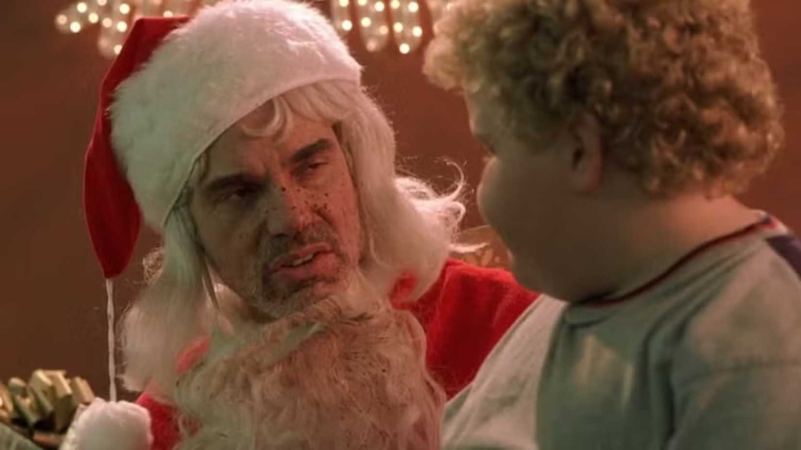 Willie (Billy Bob Thornton) and Thurman (Brett Kelly) in Bad Santa (2003).