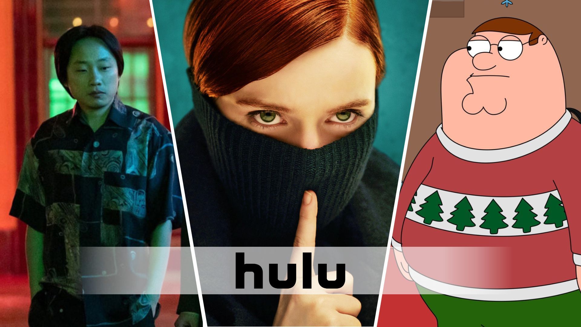 A custom image of three TV shows including Say Nothing, Interior Chinatown, Family Guy: Exclusive Holiday Special