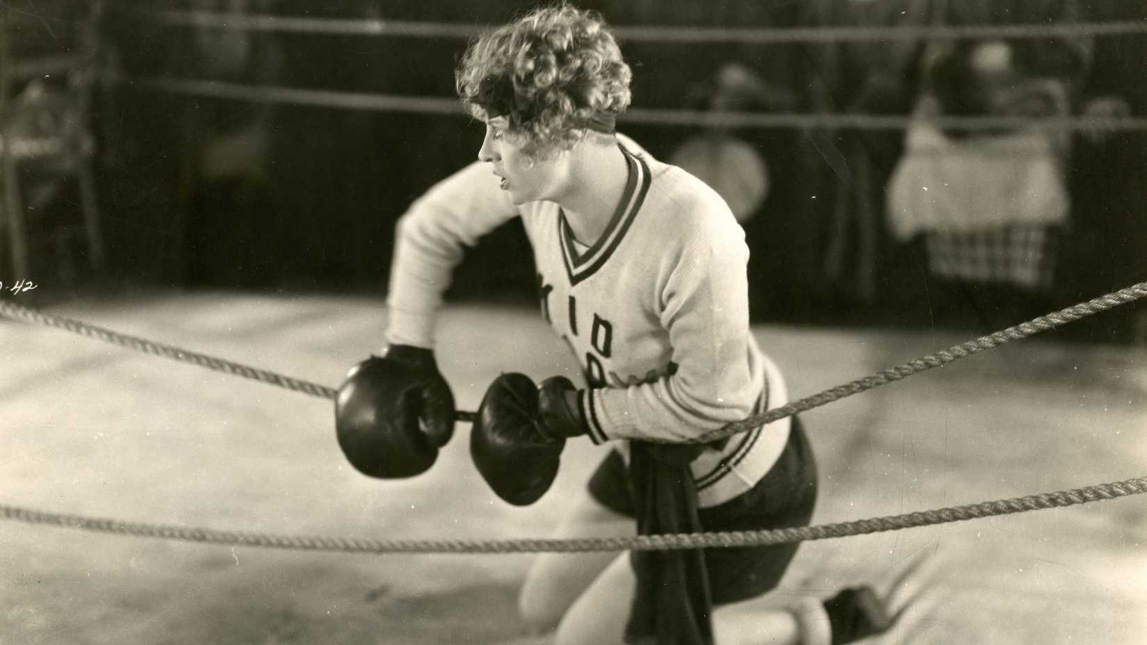 Gertrude Astor boxing in the movie Stage Struck