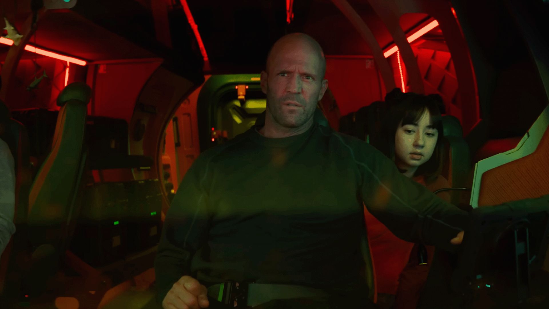 Jason Statham in the red submarine in The Meg 2