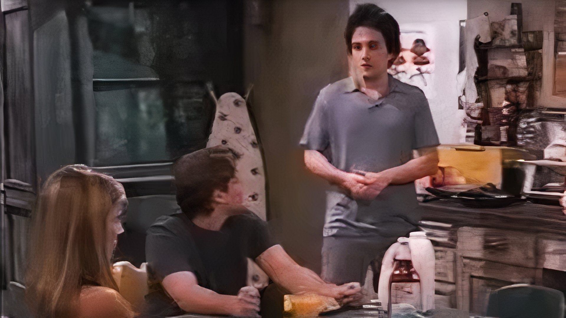 Joshua talking to Alex and his girlfriend on UPN's The Random Years