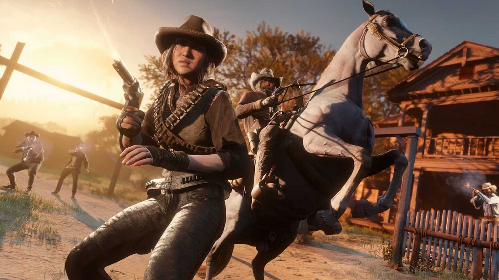 Cowboys fighting in Red Dead Redemption