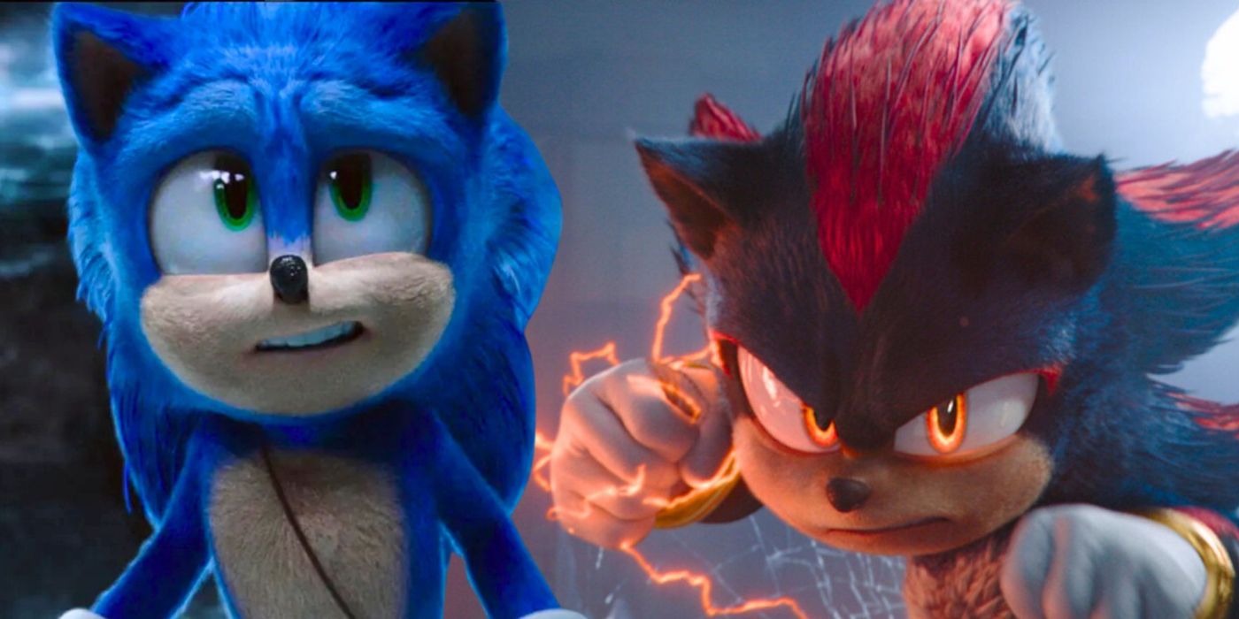 An edited image of Shadow and Sonic in Sonic the Hedgehog 3