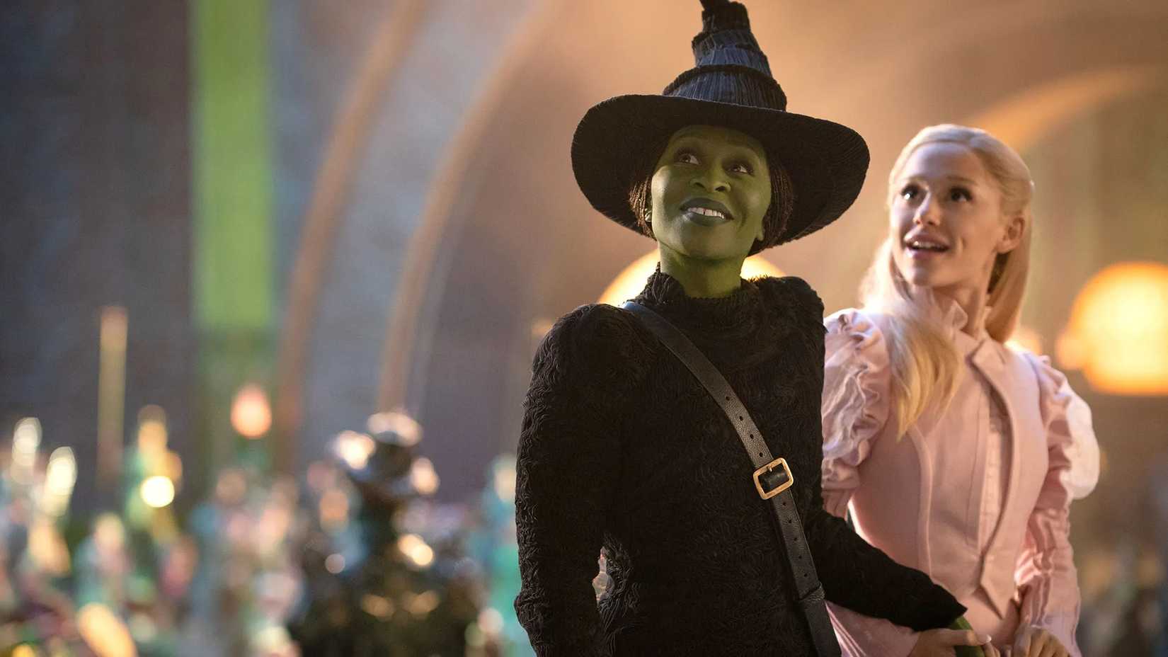 Cynthia Erivo as Elphaba Thropp and Ariana Grande as Galinda Upland in 'Wicked'
