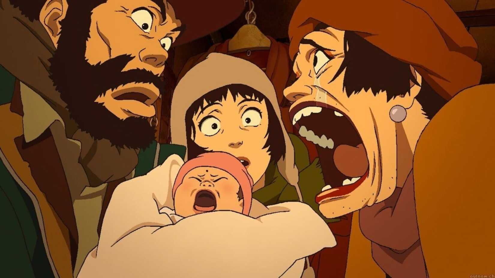 Gin, Hana, and Miyuki in Tokyo Godfathers