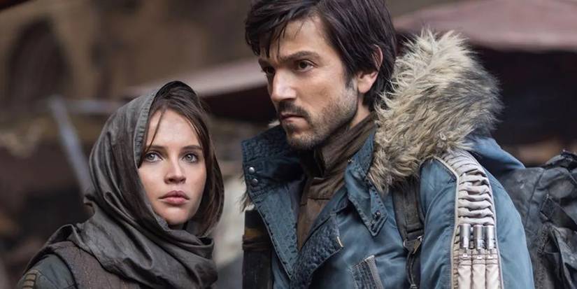 Jyn Erso and Cassian Andor in Rogue One.