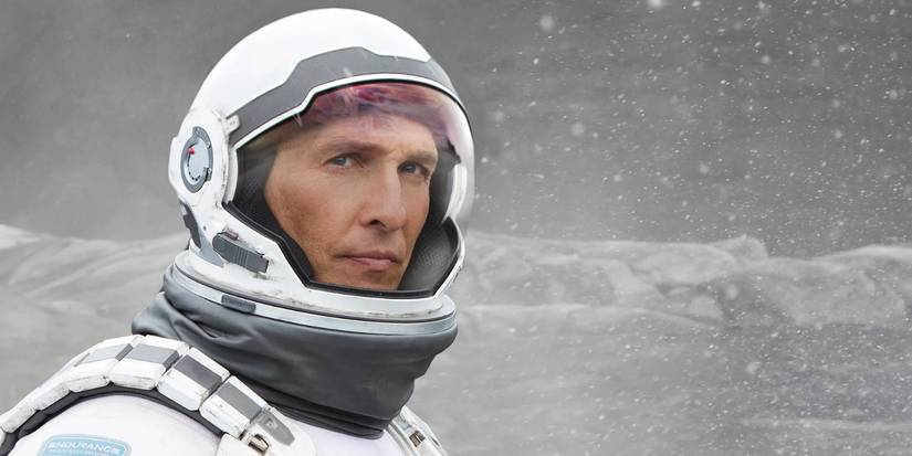Matthew McCounaghey in Interstellar walking on an ice planet