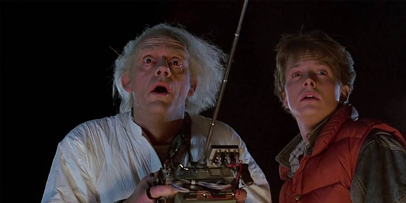 Christopher Lloyd as Doc Brown and Michael J. Fox as Marty McFly in 'Back to the Future'