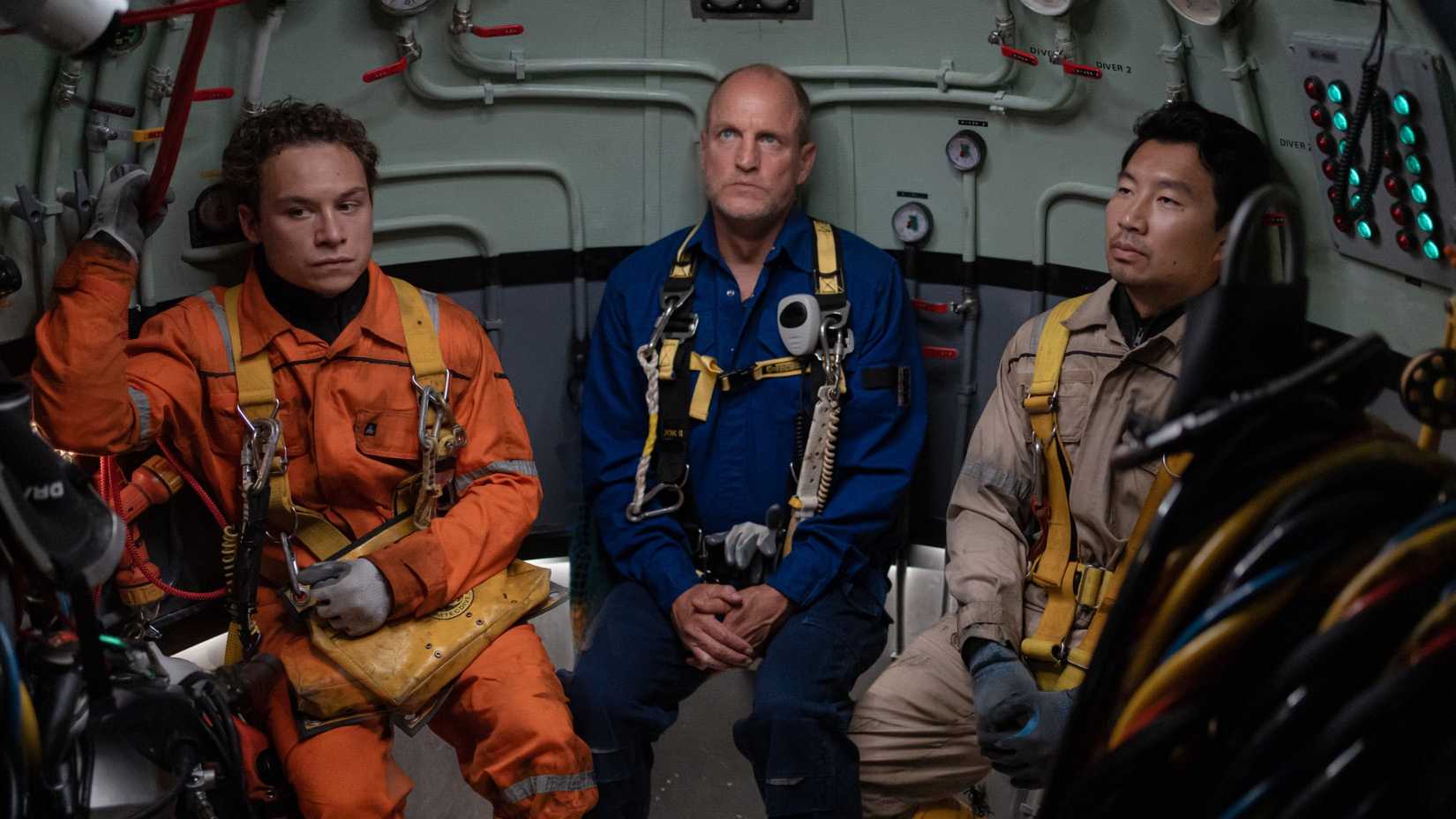 Finn Cole stars as Chris Lemons, Woody Harrelson as Duncan Allcock and Simu Liu as Dave Yuasa LAST BREATH,-2