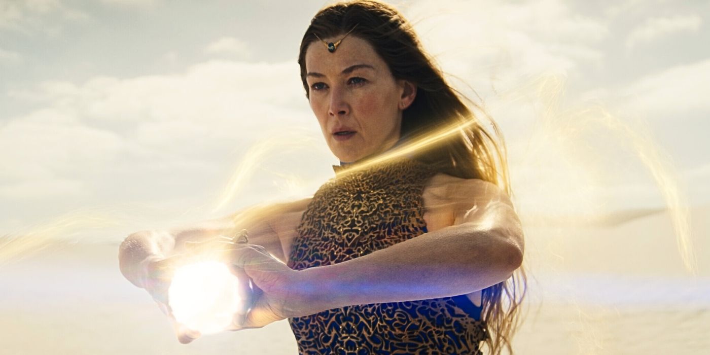 Rosamund Pike in The Wheel of Time Season 3 magic