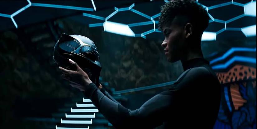 Shuri with a Black Panther mask
