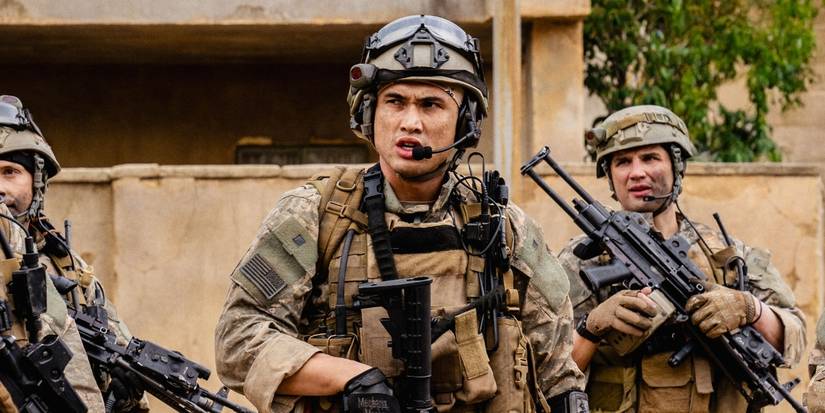 Charles Melton in 'Warfare' in his military uniform