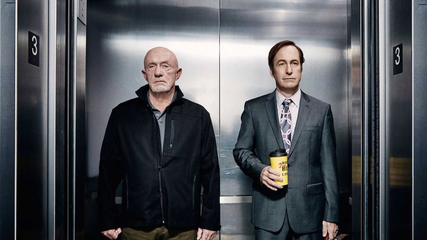 Mike and Saul in an elevator in Better Call Saul