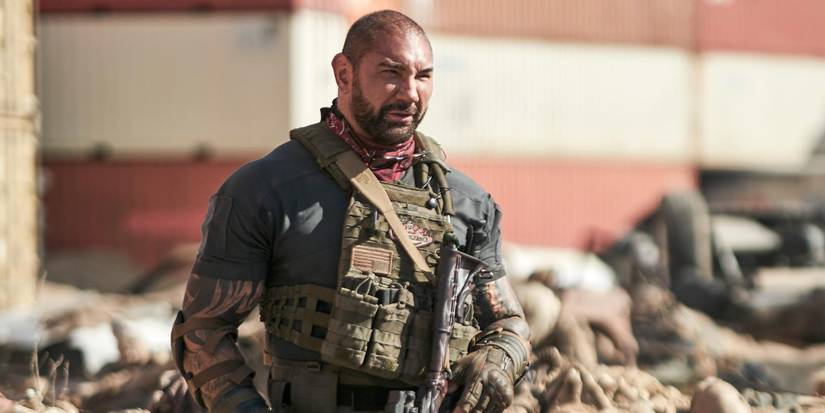 Dave Bautista dressed as a soldier in Army of the Dead