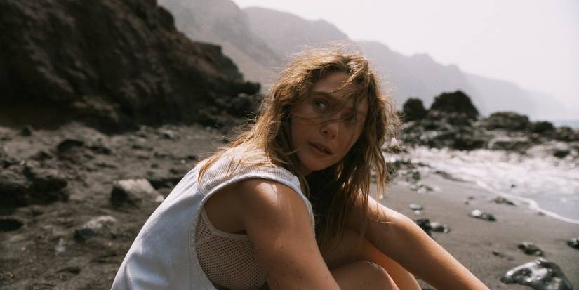 Elizabeth Olsen on the beach in the 2025 movie The Assessment