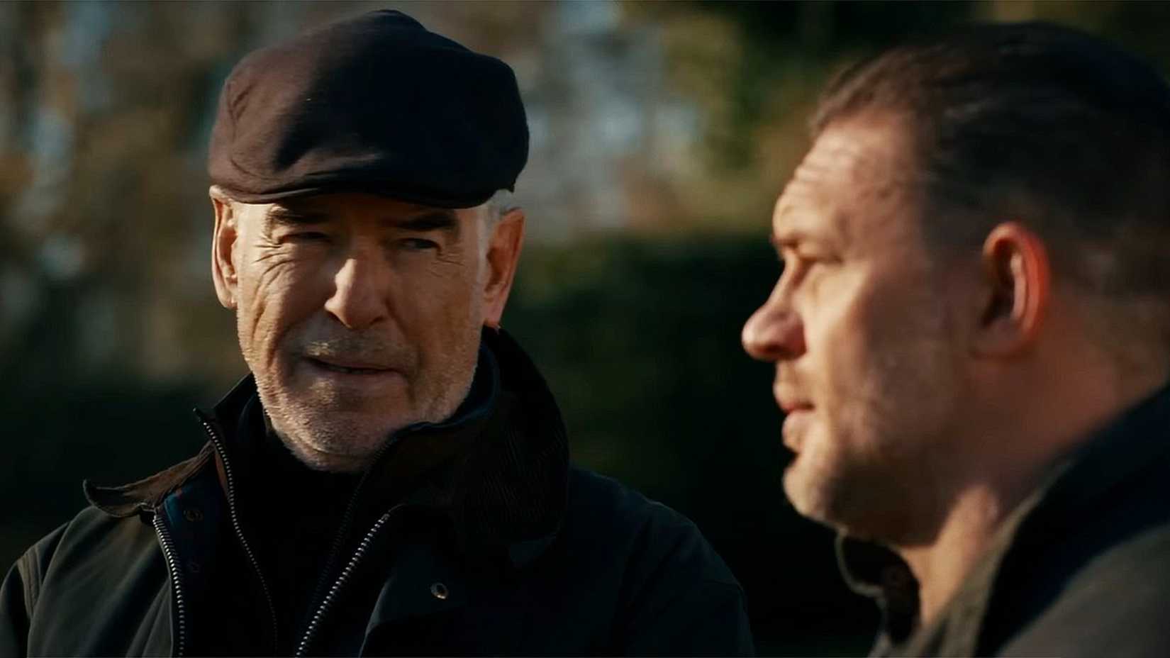 Conrad and Harry talking while stood outside in MobLand.