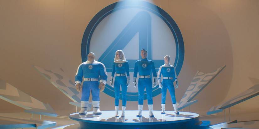 The Fantastic Four: First Steps cast posing in the film