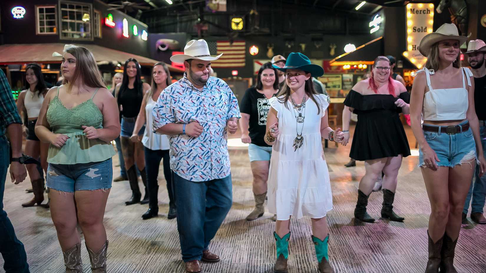 Madison and Tyler line dancing in Love on the Spectrum